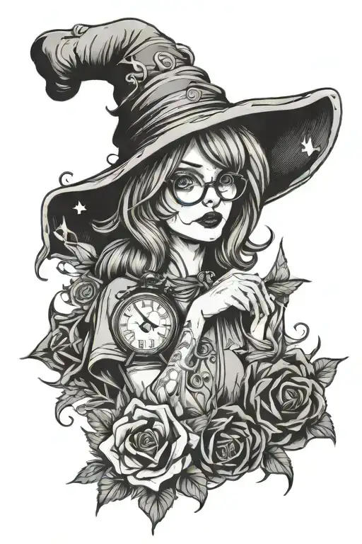 witchy, spooky, nerdy, feminine tattoo tattoo design idea