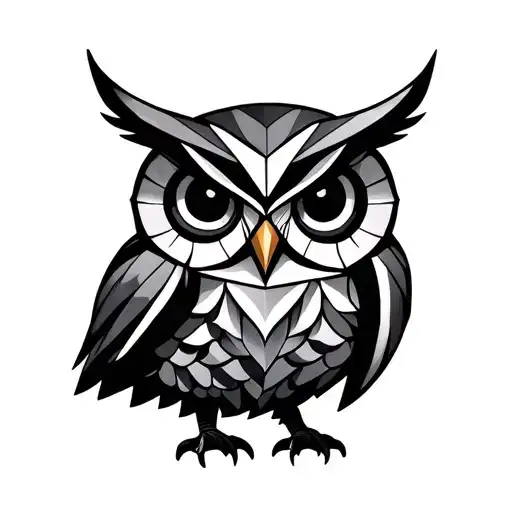 Geometric Owl standing tattoo design idea