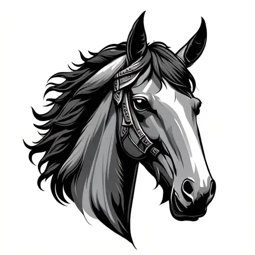 viking horse head tattoo design idea