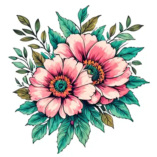 February birth month flowers tattoo design idea