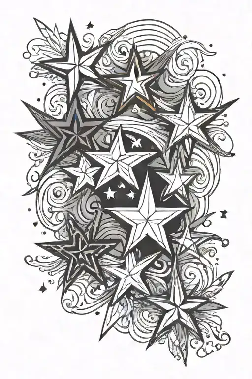 4 minimalist stars shining tattoo design idea