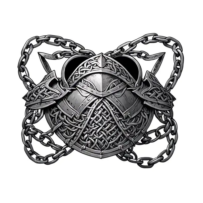 Celtic  armor including chain mail tattoo design idea