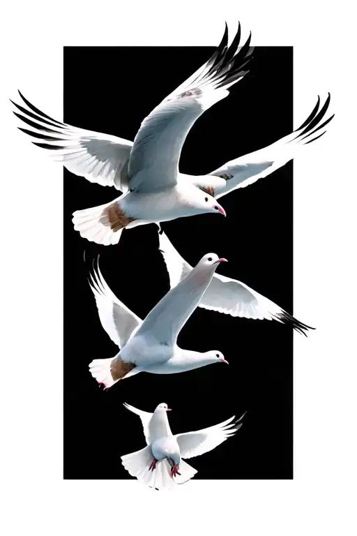 three doves flying tattoo design idea