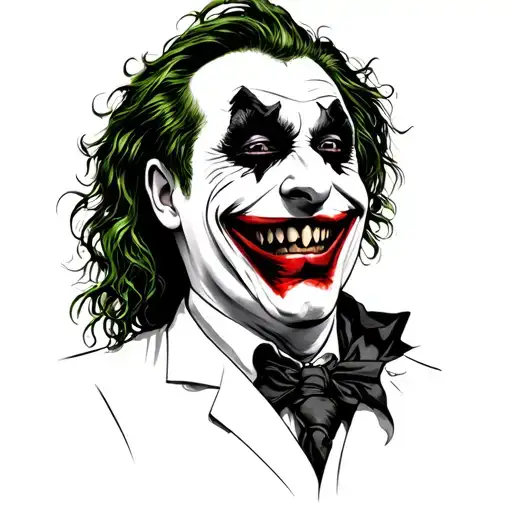 laugh now mad half joker  tattoo design idea
