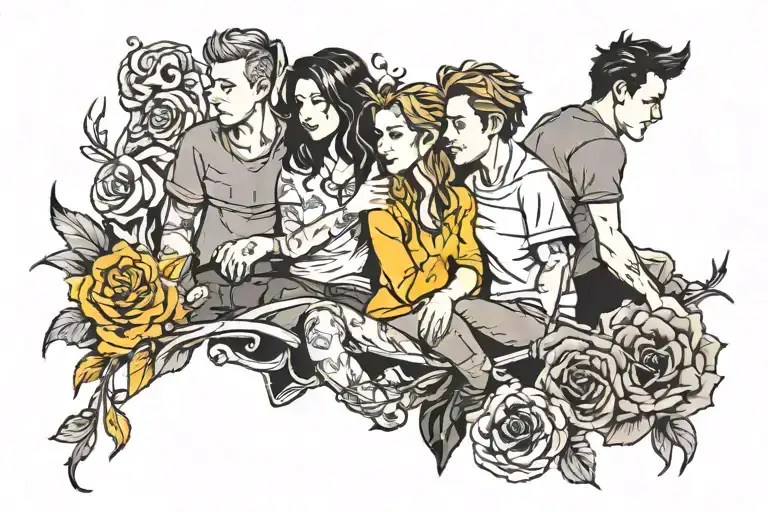 friends enjoying each other's company tattoo design idea