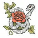 snake with red roses tattoo design idea