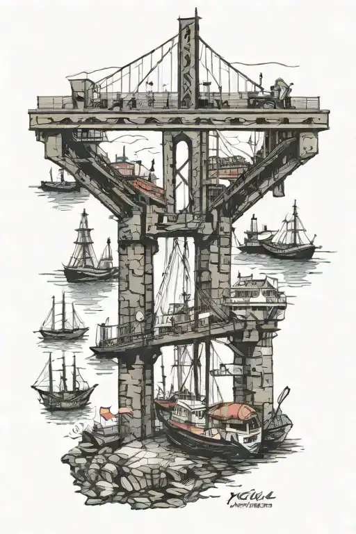 köhlbrandbrücke hafen hamburg m joined together tattoo design idea