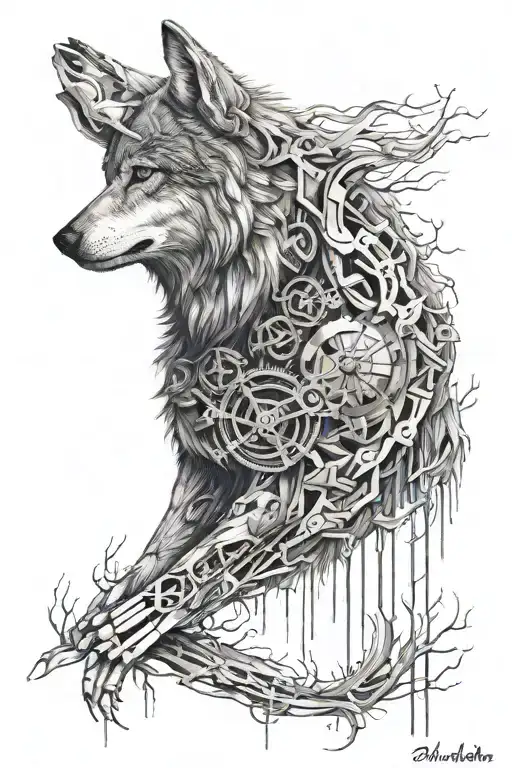about tattoo wolf, future, math and lonely for arm tattoo design idea