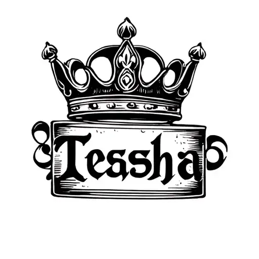 "Teasha " simple crown above the name tattoo design idea