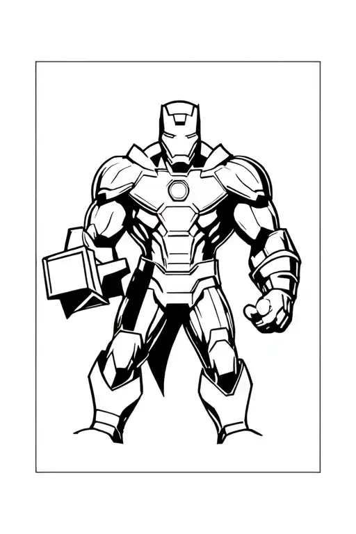 Thor hammerhulk iron man holding tattoo design idea