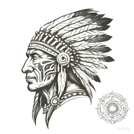 native american and spaniard mestizo head tattoo design idea