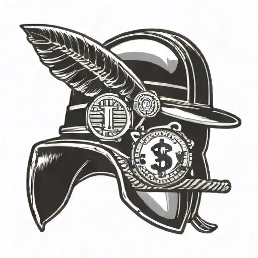 Coal miner helmet with a dollar sign incorporated into the design tattoo design idea