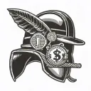 Coal miner helmet with a dollar sign incorporated into the design tattoo design idea