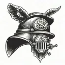 Coal miner helmet with a dollar sign incorporated into the design tattoo design idea