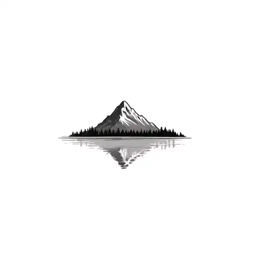 mountain and lake scene tattoo design idea