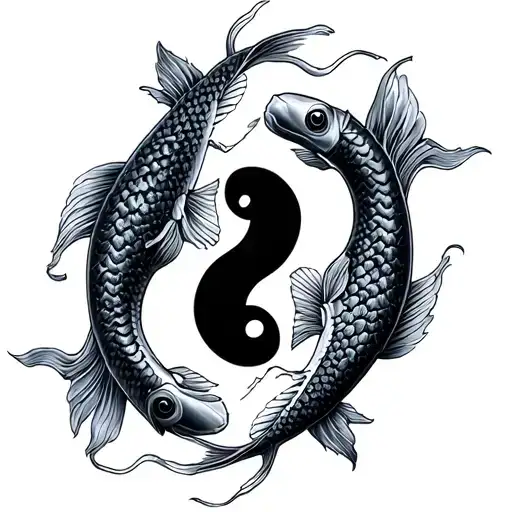 two japanese koi fish ying yang tattoo design idea