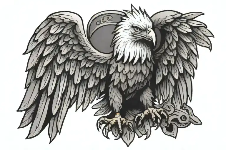 polish eagle flying tattoo design idea