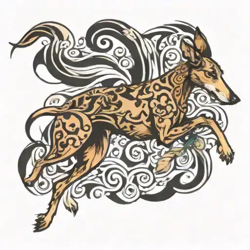 greyhound running after a rabbit tattoo design idea