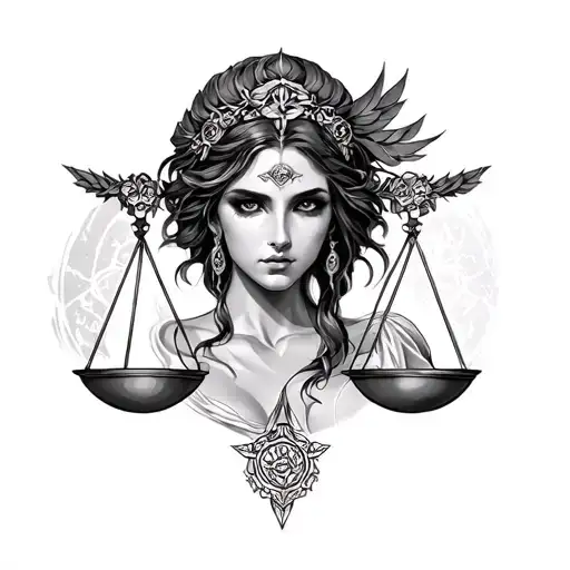 Libra Goddess Freya showcasing highlighted tattoo design idea
