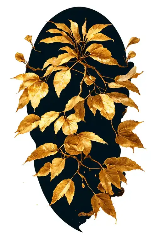 kintsugi golden shower tree tattoo design idea