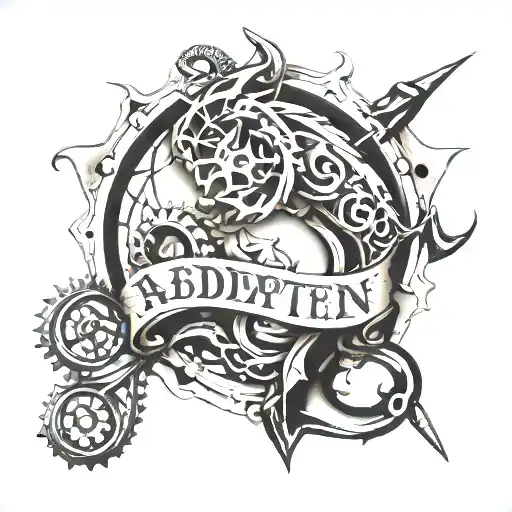 adopted son name with adoption symbol tattoo design idea