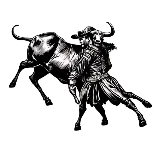bull and matador dueling tattoo design idea