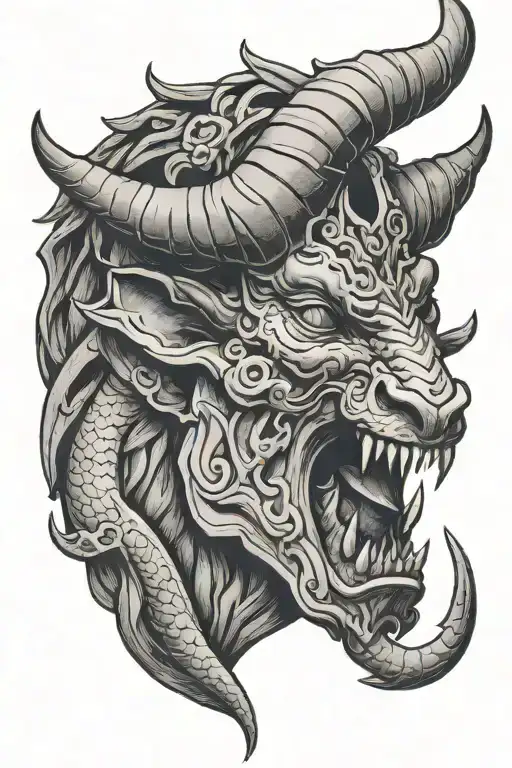 minotaur head with serpents tattoo design idea