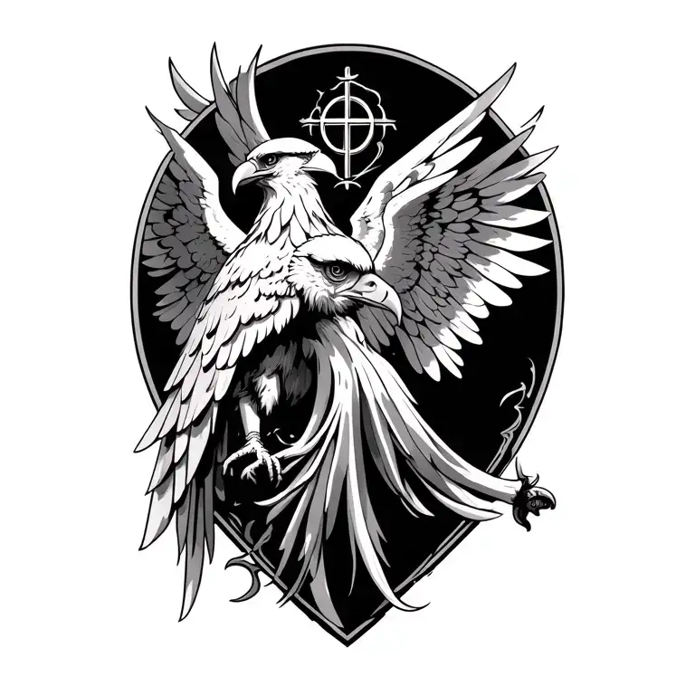 cover up tattoo inspired by eastern orthodox church tattoos but make it include archangel michael and an eagle tattoo design idea