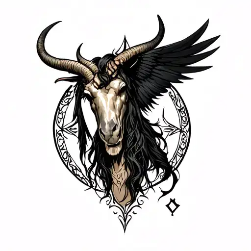 arcangel uriel with capricorn zodiac sign tattoo design idea
