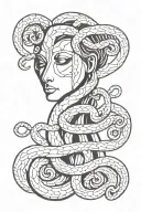 Key snake wrapped hekate three faces tattoo design idea