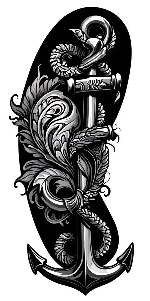 paisley with anchor  tattoo design idea