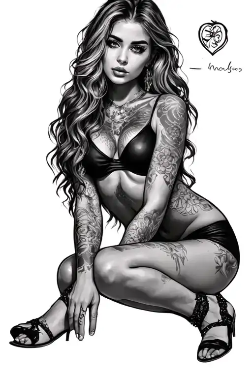sexy girl sitting tattoo design idea
