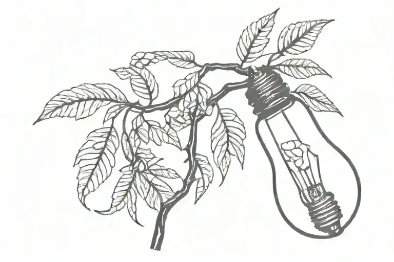 light bulb with rowan tree tattoo design idea