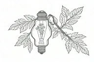 light bulb with rowan tree tattoo design idea