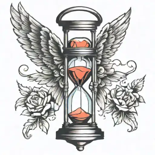 hourglass with wings tattoo design idea
