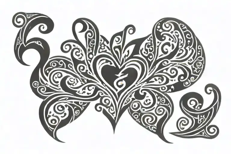 lower back tribal heart tattoo 2cmx6cm tattoo design idea