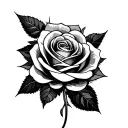 A Black Gray Tattoo rose with geometry design around the shoulder tattoo design idea