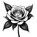A Black Gray Tattoo rose with geometry design around the shoulder tattoo design idea