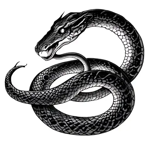 ouroboros snake eating own tail tattoo design idea