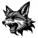 Fox head snarling tattoo design idea