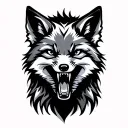 Fox head snarling tattoo design idea