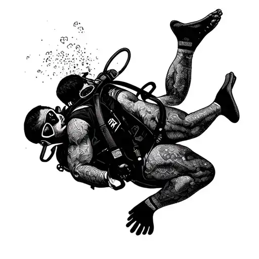 scuba diving towards the ground tattoo design idea