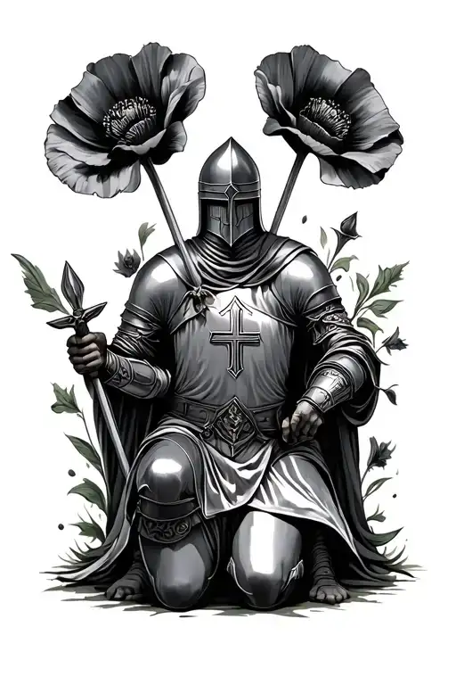 knights Templar kneeling poppy's CIB tattoo design idea
