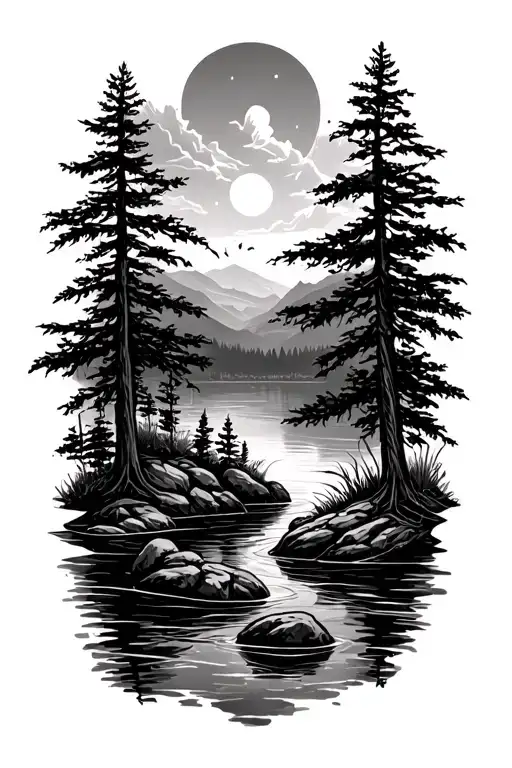 Outdoor Nature Scene tattoo design idea