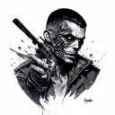 Adam Smasher cyberpunk tattoo design idea