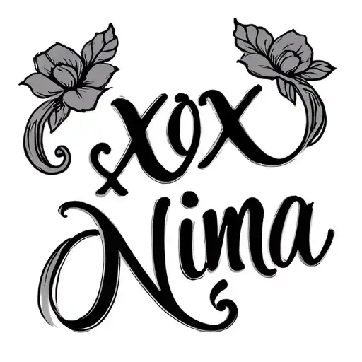 small cursive elegant tattoo that says xoxo nina all lower case tattoo design idea