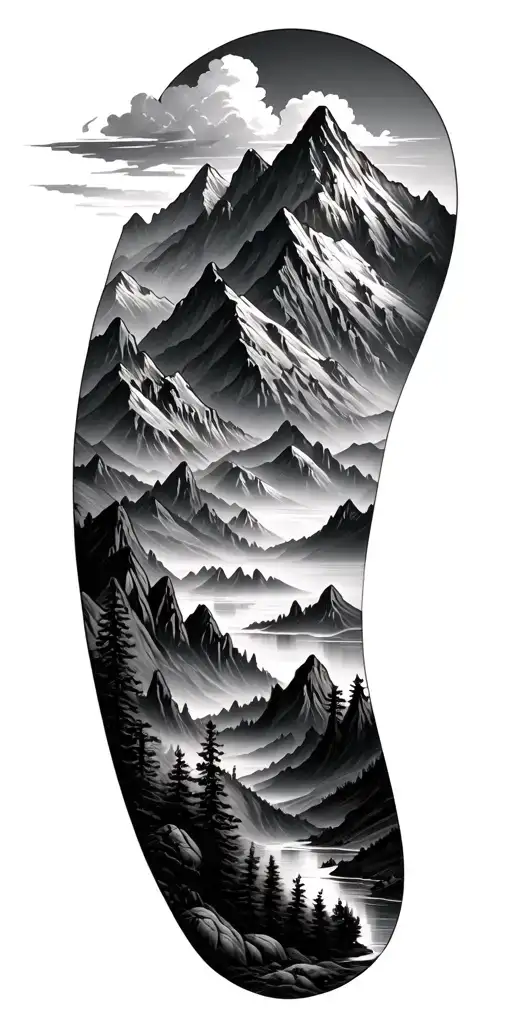 nature and mountains  tattoo design idea