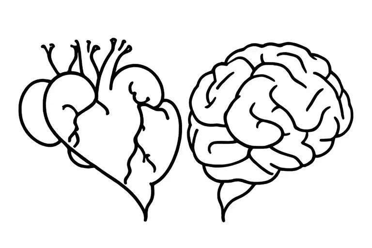 heart vs brain tattoo design idea