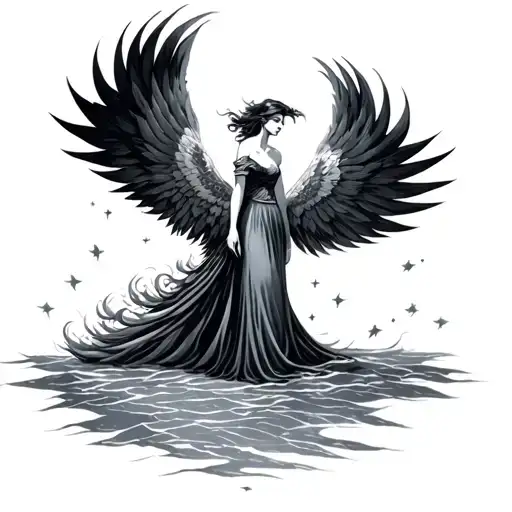 And Still I Rise phoenix with woman standing tattoo design idea