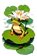 Green Tree Frog on Lily pad tattoo design idea